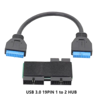 USB 3.0 19PIN Hub Adapter with Chip and Modular Cable Design USB 19PIN HUB Motherboard 19PIN Extension Cable 1 to 2 Splitter