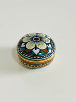 西洋古董意大利德魯塔手工彩繪陶瓷香合香盒收納盒飾品盒