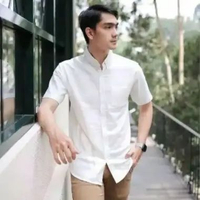 Kemeja Pria Polos Lengan Pendek HEM Slimfit Casual Kantoran Hijau Army XL