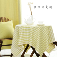 綠色小清新防水格子桌布布藝正方形圓形茶幾臺布蕾絲邊圓桌餐桌布