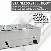 Electric Food Warmer Stainless Steel Buffet Soup Stove Bain Marie 3 Pan Capacity Catering Event Concession Nacho Cheese Chicken