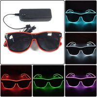 EL Wire LED Glasses Light Up Luminous EL Wire Glow Eye-wear Glasses for Rave Christmas Halloween