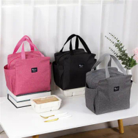 Lunch Bag Cooler Tote Portable Insulated Box Canvas Thermal Cold Food Container Women'S Company Large Capacity Thermal Bag