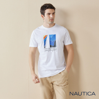 Nautica 男裝 海浪圖騰抽象設計短袖T恤-白色