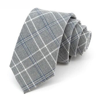 High Quality British Style Ties For Men Slim 7 CM Plaid Grey Business Dress Necktie Party Wedding Gift Box JML2887