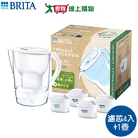 德國BRITA Marella馬利拉永續組 (1壺4芯) 濾淨 除水垢 阻隔塵土 濾芯 濾水壺【愛買】