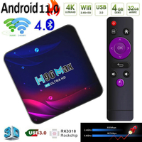 H96 MAX Smart TV  Android 11 4K HD  Voice Control 2.4G/ 5G Wifi Bluetooth Receiver Media Player HDR USB 3.0 Set Top