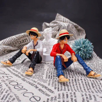 12CM Cartoon Anime One Piece Luffy Action Figure Sitting Position Model Balloon Decoration Car Interior Ornaments Accessories