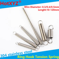 O Ring Hook Pullback Cylindroid Helical Coil Extension Tension Spring 304 Stainless Steel Wire Diameter 0.3mm 0.4mm 0.5mm