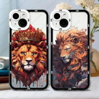 Case For iPhone 15 14 13 Pro Max 12 Mini 11 XS X XR SE 7 8 Plus Soft Cover Lion