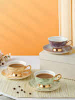 金邊咖啡杯套裝輕奢高檔骨瓷杯碟家用陶瓷杯子精致高顏值下午茶具❀❀城市玩家
