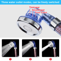 Pressurized Shower Head Bathroom Accessories Ionic Mineral Anion Rainfall Filter Nozzle High Pressure Water Saving Spray 3 Modes