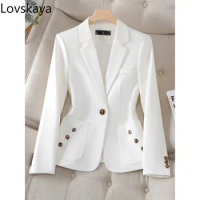 Black Blue White Female Business Work Wear Slim Formal Jacket For Autumn Winter Long Sleeve Office Ladies Blazer Women