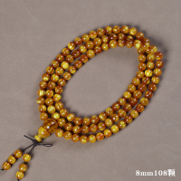 North Agarwood paste cured full transparent amber wood pine nuts gourd bracelet for men Buddha beads