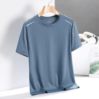 2024 Sports T-shirt for Running Men Short Sleeved Ice Silk Summer Top Quick Drying Basketball Fitness Polo T Shirt for Men