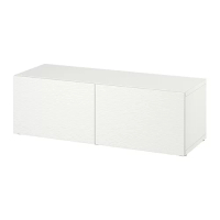 BESTÅ 層架組附門板, 白色/laxviken 白色, 120x42x38 公分