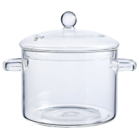 耐熱雙耳玻璃鍋燉煮鍋透明湯鍋家用煮鍋電陶爐鍋耐高溫帶蓋防燙