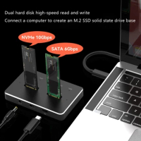 New for .2 NVMe/Sata Dual Bay SSD Drive Base USB3.1 Internal Duplicator Hard Drive Box 10Gbps Super Fast 2TB+2T