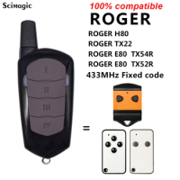 New Clone ROGER TX22 H80 E80 TX54R TX52R Remote Control for Gate Barrier Keychain Roger Duplicator Key 433mhz 433.92 Controller