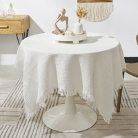 法式棉麻流蘇餐桌布ins風氛圍感拍照背景裝飾布茶幾桌墊圓桌臺布