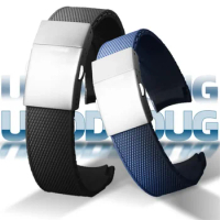 Silicone rubber watchband for Longines Concas watch L3.742 642 644 781 series men's 21mm black blue watch strap