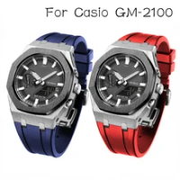 Rubber Strap + Metal Case For Casio GM2100 Gen5 Modification Kit Stainless Steel Cover For Casioak G-Shock GM-2100 Accessories