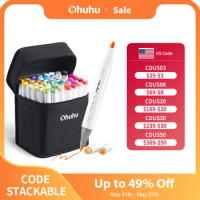 Ohuhu Honolulu Marker Pen Set Oily Alcohol Art Markers Dual Brush Felt Pen Sketching Drawing Graffiti Manga School Art Supplies