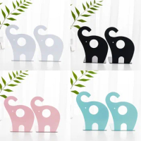 1pair Creative Modeling Book Stand Elephant Book Stand Cartoon Metal Bookend Reading Book Holder Shelf Office Supplies