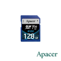 Apacer 128GB SD UHS-I U3 V30 R100記憶卡 100MB/s 公司貨