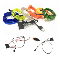 1M/2M/3M/5M Car Neon EL Wire Strip Lights Flexible Line Edge Multicolor Automotive Decoration Accessories