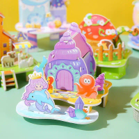 3D DIY Jigsaw Puzzle Ocean Castle House Hard Paper ART Craft Early Learning Children Kids Educationa