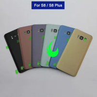 5pcs/Lot Back Battery Cover Door For Samsung Galaxy S8 G950 S8 Plus G955 Rear Glass Housing Case SAMSUNG S8+ Back Cover + Lens