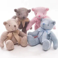 new Hand-knitted bear plush toy doll yarn Teddy bear doll children appease toy joint bear Stuffed Fluffy Bear Dolls Toy