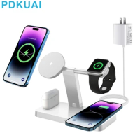 4 in 1 15W Foldable Magnetic Wireless Charger for iPhone 12 13 14 Pro Max 11 Fast Charging Stand for Apple Airpods 3 iWatch 8