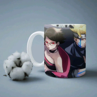 Mug Gelas Cangkir Boruto X Sarada Kitchenware Personalisasi Nama Inisial 325ml Kemasan Aman untuk Ka