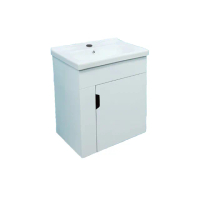 【KARNS卡尼斯】50CM單孔瓷盆+PVC發泡板單門烤漆浴室櫃(不含龍頭及配件)