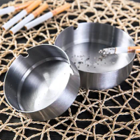 Round Spinning Ashtray Practical Smoking Accessories Stainless Steel Ashtray Home Gadgets