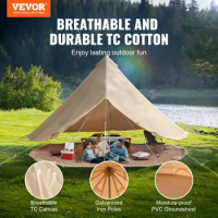 US Canvas Bell Tent 3m/9.8ft 4-Season Canvas Tent for Camping with Stove Jack