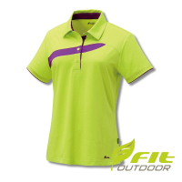 【Fit 維特】女-COOLMAX配色剪接短袖上衣-檸檬黃 GS2102-31(抗UV/雙色拼接/吸濕排汗)