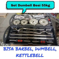 SKY - Dumbell Barbel 50kg Set Dumbel Termurah Terlaris 55kg Silver