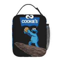 Funny Cookie Monster Merch Accessories Insulated Lunch Bags Cookies Cartoon Lunch Container Fashion Cooler Thermal Lunch Box