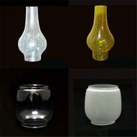 Curvy Chimney Glass Lamp Shade สำหรับน้ำมันก๊าดโคมไฟน้ำมัน Vintage Crack Glass Lampshade Hurricane Lamp Oil Lantern Cover1.6