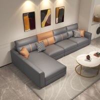高檔科技布沙發北歐現代簡約小戶型客廳輕奢彈簧撞色布藝沙發組合