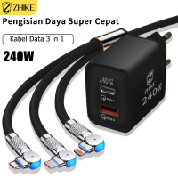 [COD] ZHIKE Kabel Data Fast Charging Kabel Casan Tipe C Micro USB iOS Cable Type C dengan Adapter 24