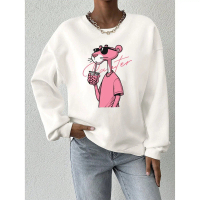 Sweater Crewneck Beropol, Untuk Wanita, Baju Atasan Tepi Feminin