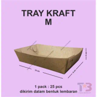 Kraft Paper Food Tray Medium Brown ISI 25bj / Tray Coklat Medium / Tray Kraft / Paper Tray / Sablon