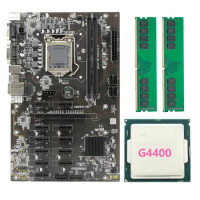 BTC-B250 Mining Motherboard Supports 12 GPU LGA1151 +G4400 CPU+2XDDR4 4G 2666MHZ Memory Sticks