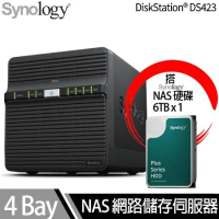 Synology群暉科技 DS423 NAS 搭 Synology HAT3300 Plus系列 6TB NAS專用硬碟 x 1