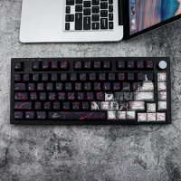 ECHOME Black Graffiti Theme Keycap Set PBT Custom Keyboard Cap Cherry Profile Key Cap for Mechanical Keyboard Rainy75 Accessory