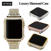 Luxury Diamond Case For Apple Watch Series 8 7 45mm 41mm Screen Protector Bling Diamond Bumper For Apple Watch 38mm 40 44mm 42mm